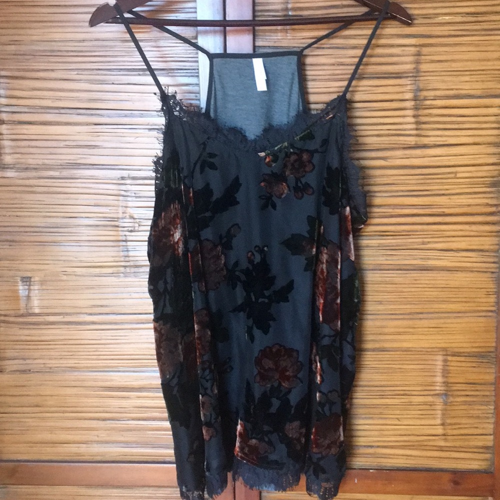 Black/Champagne Velvet Tank Top Size XXL